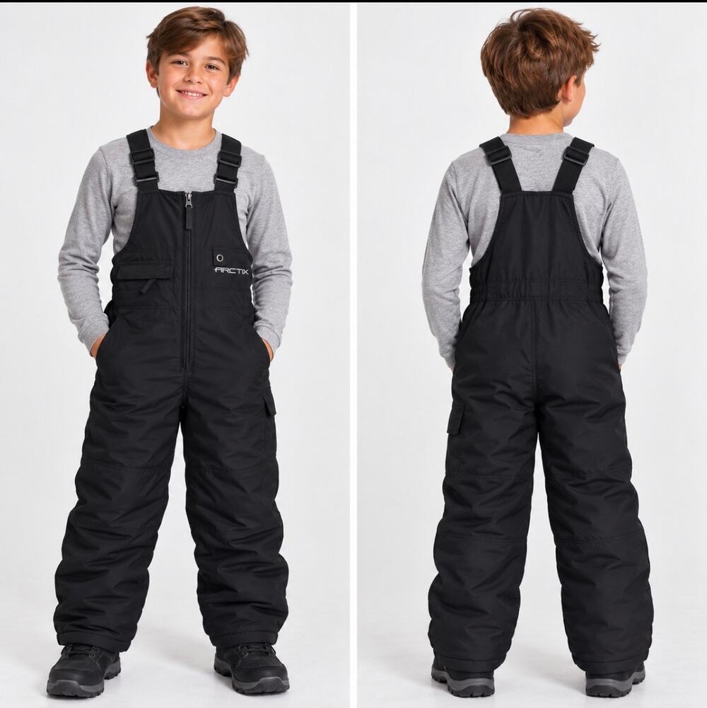 Arctix Kids Snow Bib Overalls Black Small 5K Insulated Ski Snow Pants